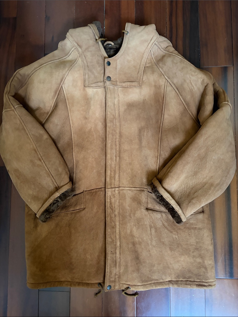 Men's Tan Shearling Lined Suede Coat